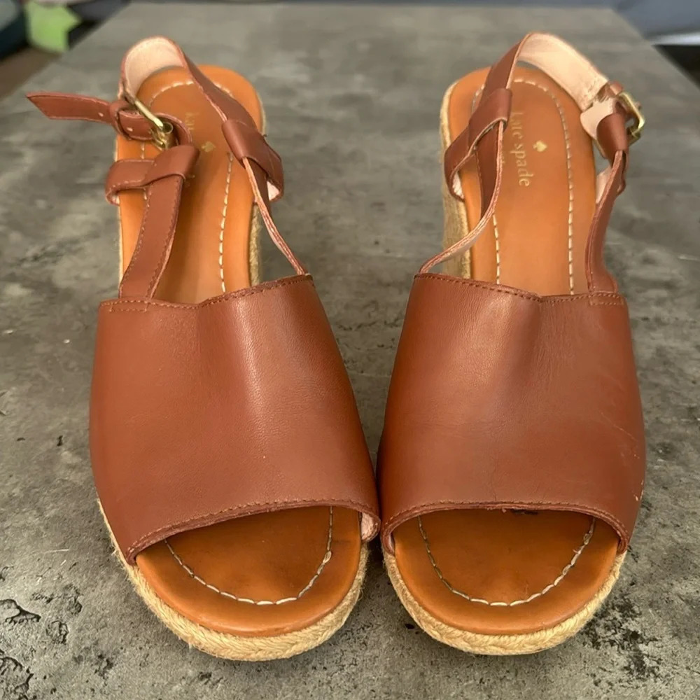 Kate Spade Bowdon Luggage Napa Natural Rope Wedge size 11